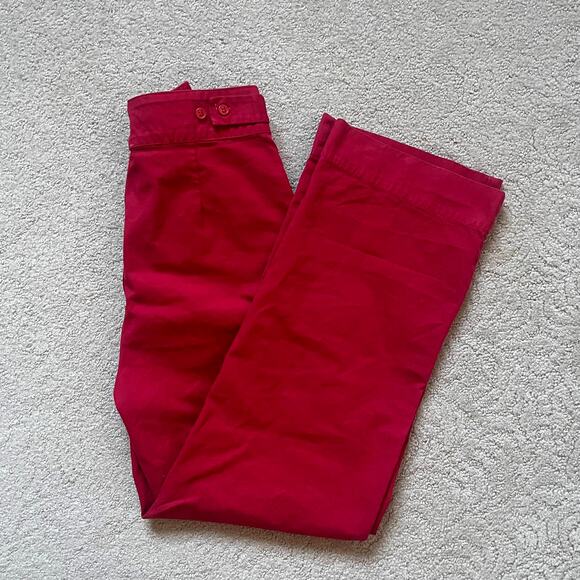 LACAUSA Deep Bright Red High Waisted Straight Pants 2 - Picture 3 of 4